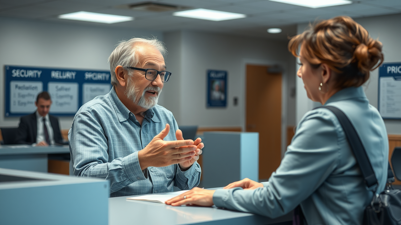 helpful retiree speaking with Social Security representative supplemental security income side hustle questions