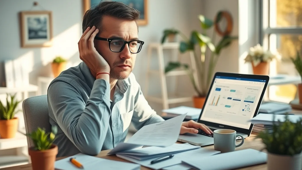 Overwhelmed business owner reviewing AI workflow diagrams and paperwork, seeking clarity on how to integrate AI into their business in 2026