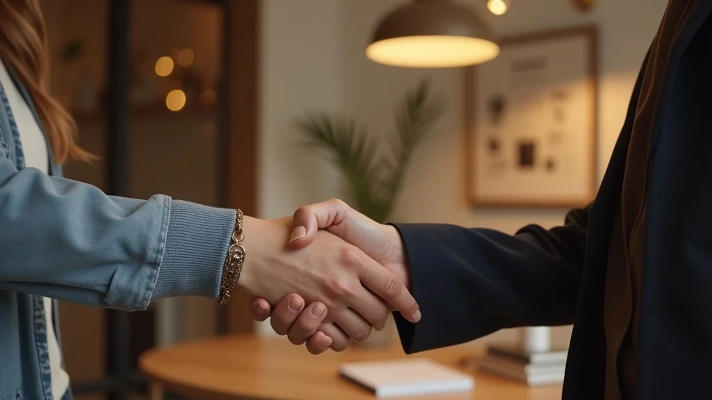 Marketer shaking hands with client in boutique agency - scaling your marketing with customer care