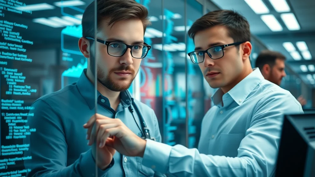 Analysts ensuring ethical AI through rigorous data governance and quality control in operations center