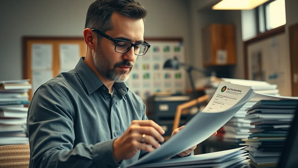 Detail-oriented accountant in a traditional office reviewing ledger entries, showcasing traditional accounting for financial planning and bookkeeping