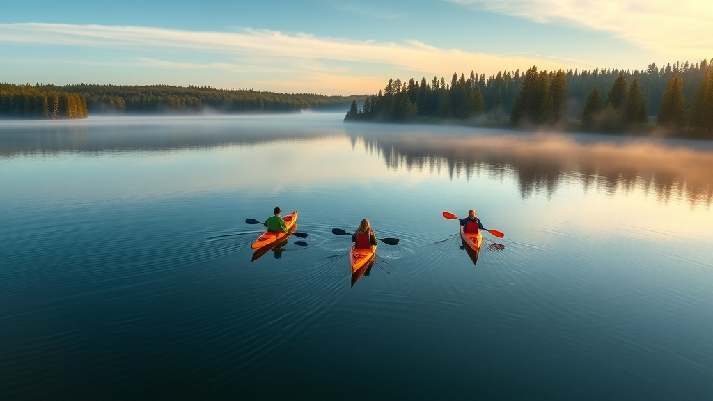 Kayakers experiencing the peaceful Michigan landscape during spring