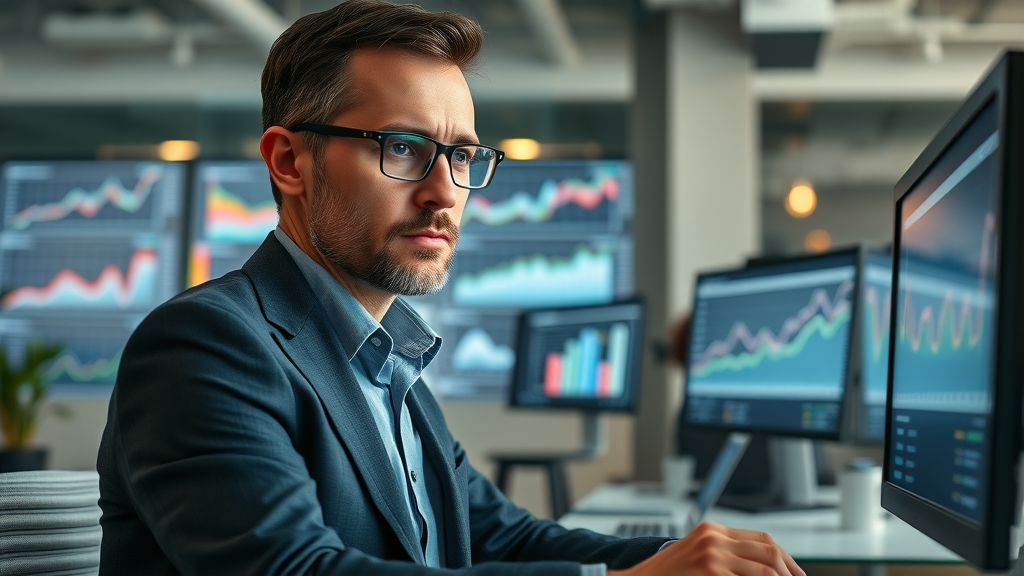 Business analyst reviewing audience analytics for online marketing and digital marketing audience targeting