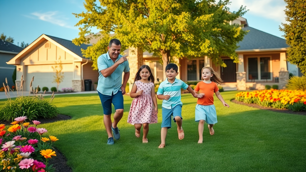Happy Kansas City family after residential tree removal in safe yard