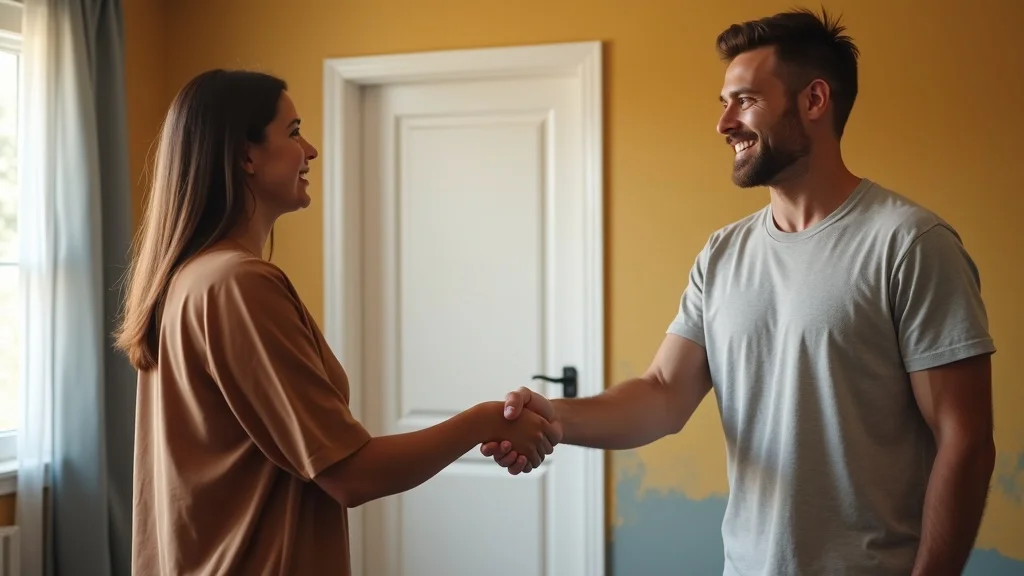 happy homeowner and painter handshake after reactivation success
