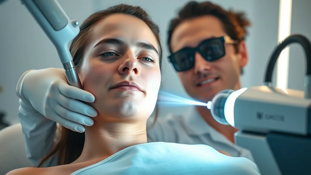 laser therapy in sacramento ca, calm patient receiving modern treatment, chiropractor focused, advanced laser equipment, high-tech chiropractic care
