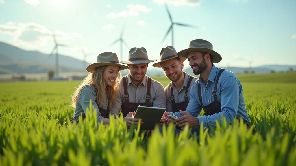 Farmers using digital data in a field climate smart agriculture policy
