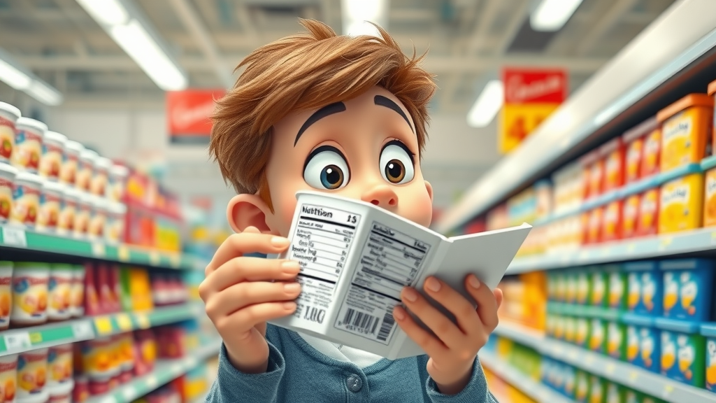 curious person reading nutrition label on probiotic yogurt container in supermarket, investigating probiotic yogurt myths and facts
