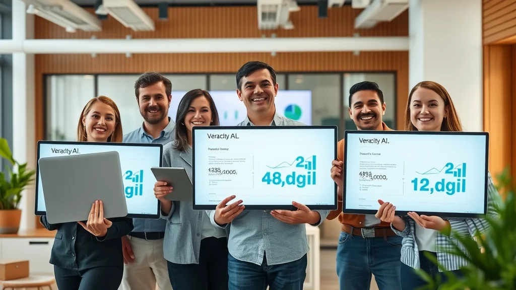 Veracity AI LLC team presenting ethical AI governance results in an open office