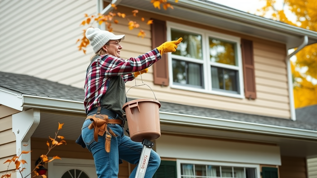 gutter cleaning rain gutter maintenance fall homeowner safety