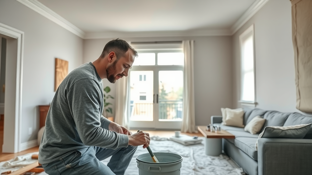 meticulous painter minneapolis mn applying primer in living room for professional interior painting services