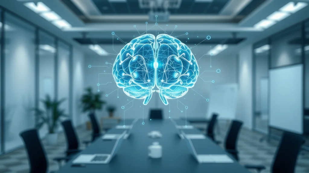 Digital brain overlaying workflow charts — visual metaphor for AI-driven service automation in business processes