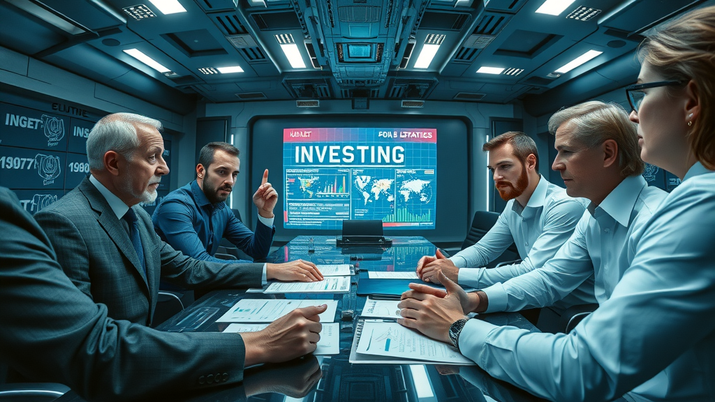 Strategic investor planning high-impact strategies with team