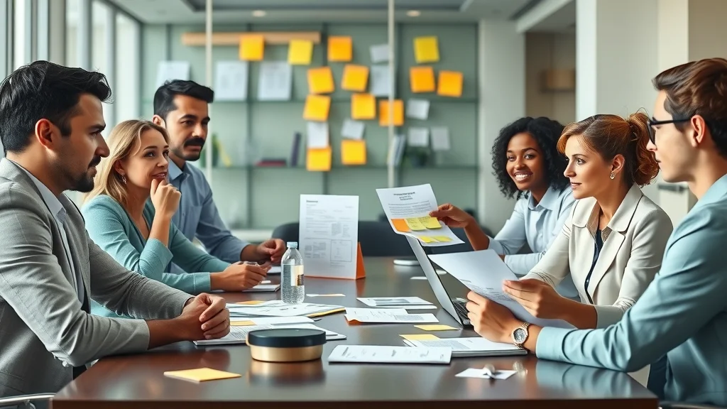 Infographic-style scene showing four types of delegation in business focus and financial responsibilities for diverse teams.