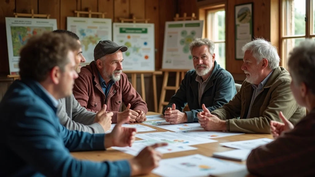 Farmers and policymakers discussing climate smart agriculture plans