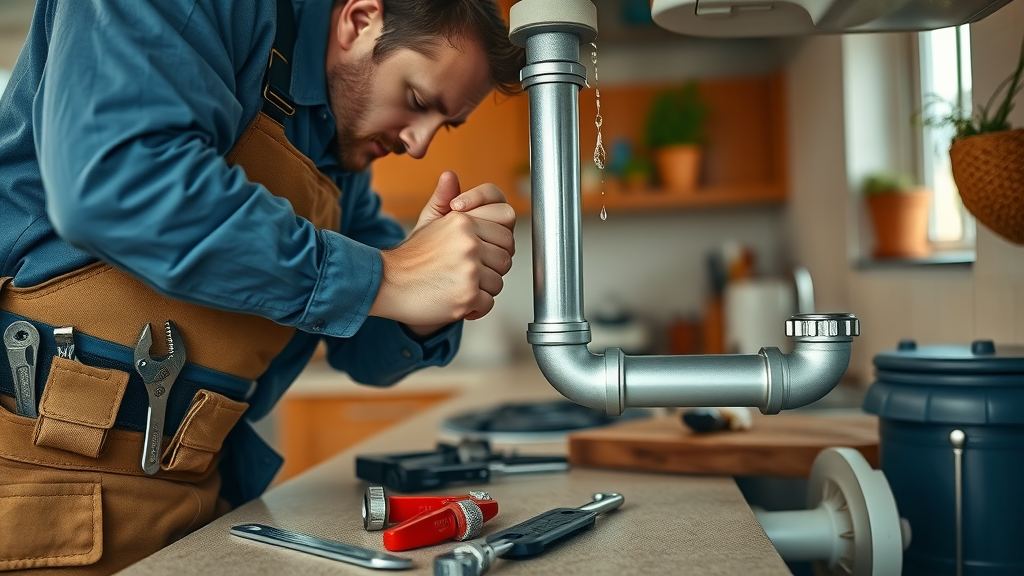 plumber working on replacing pipes, showcasing tools and materials in use.