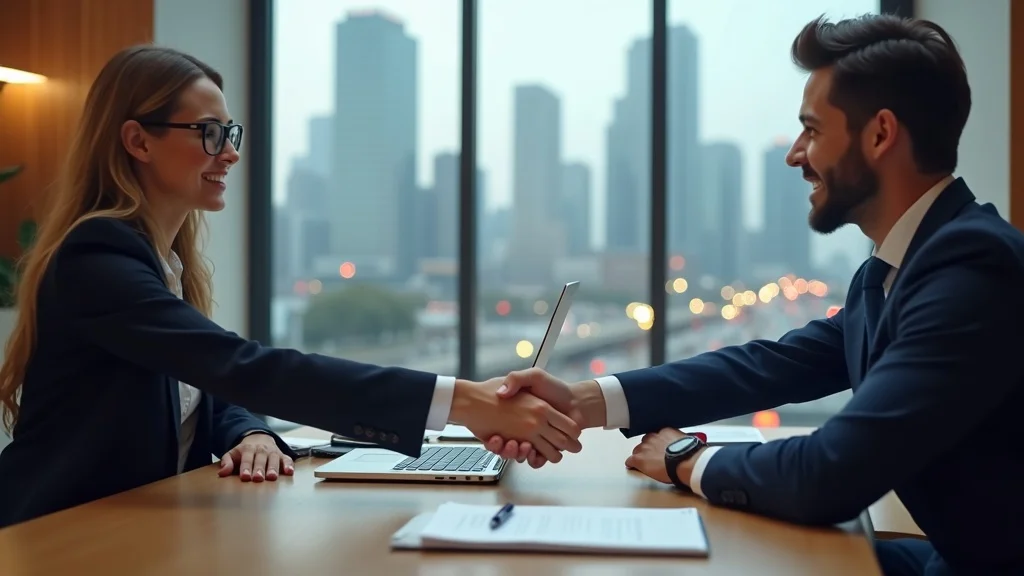 Accountant and client consulting, reviewing open laptop with chatbot results, demonstrating impact of AI chatbot for CPA business success