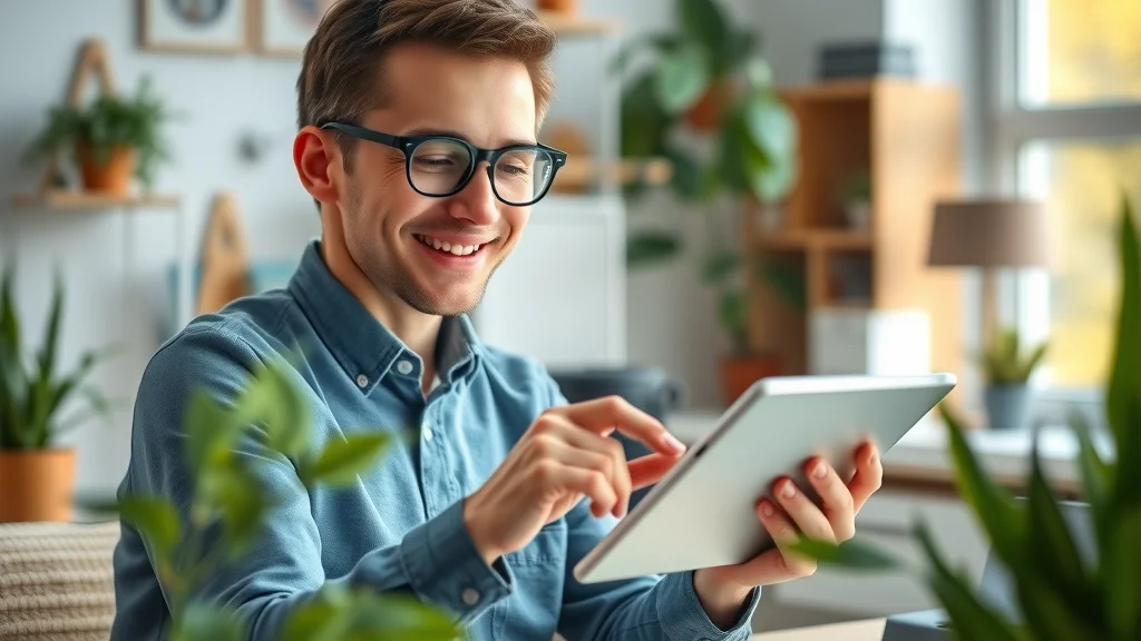 Satisfied customer using user-friendly AI-powered support portal on a tablet — customer support automation