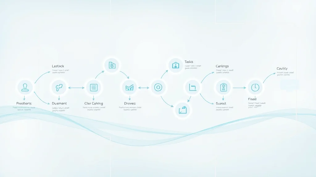 Abstract interlinked nodes and digital icons — AI-driven automation visualized as seamless business process flow