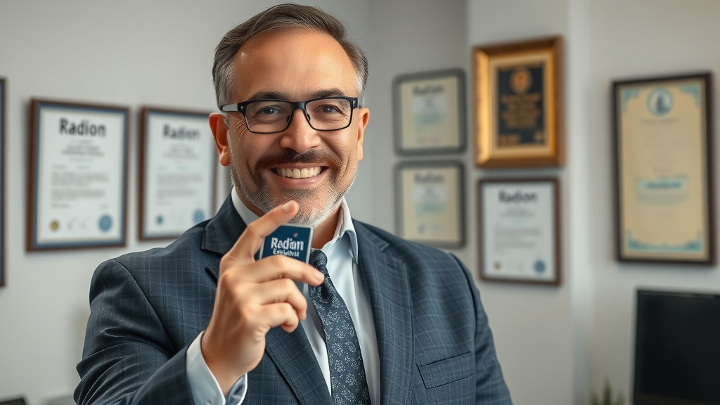 Professional radon service provider showcasing credentials