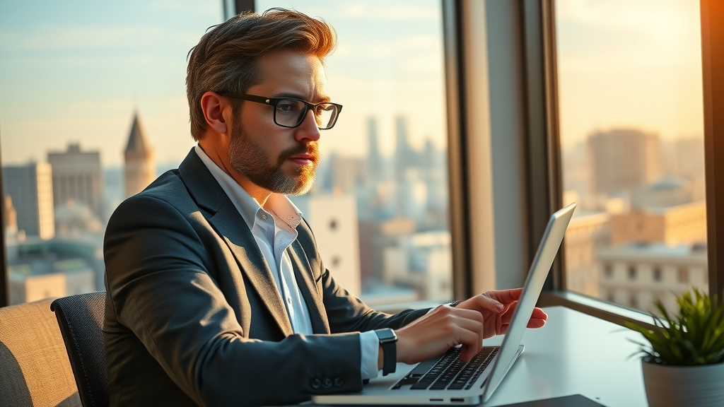 business owner stamford ct setting up influencer marketing campaign at office desk