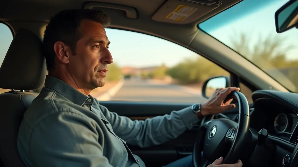 Arizona driver inside vehicle during a Mesa traffic stop, calm and aware of legal rights as coached by a criminal defense attorney.