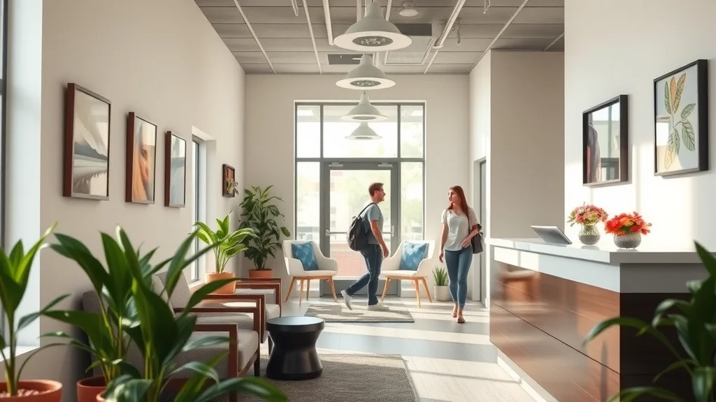 Modern Sacramento chiropractic clinic interior, highlighting chiropractors and massage near me with friendly staff, natural lighting, and comfortable seating