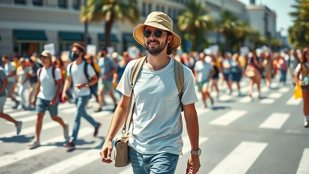 hot summer protest outfit inspiration light breathable comfortable photorealistic