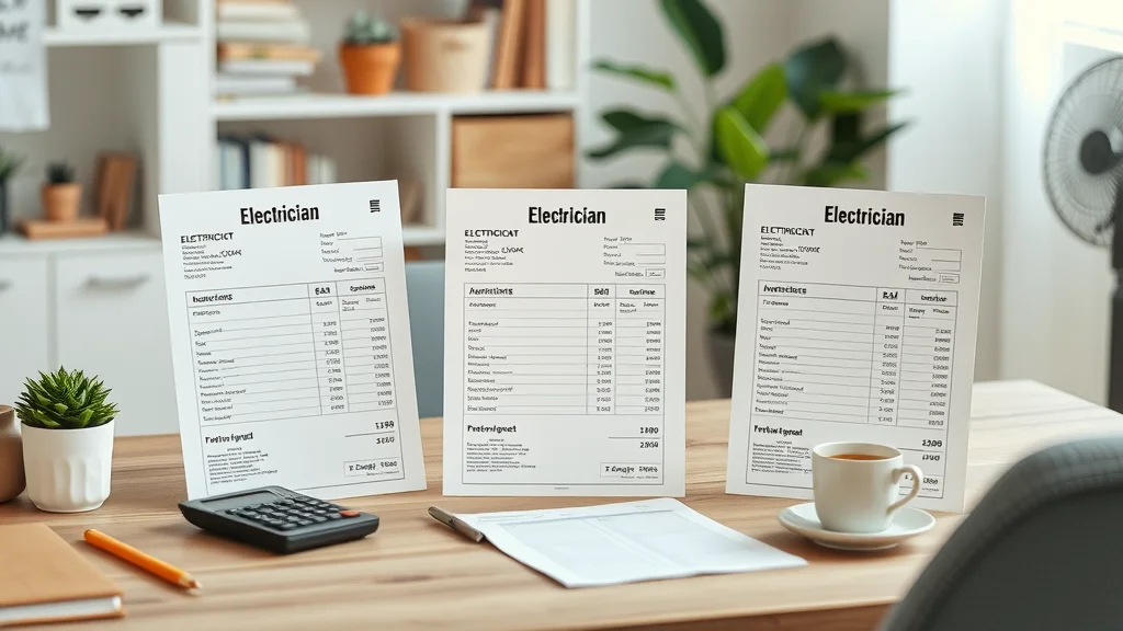 Comparison of electrician the Orchard quotes with itemized invoices and cost breakdowns