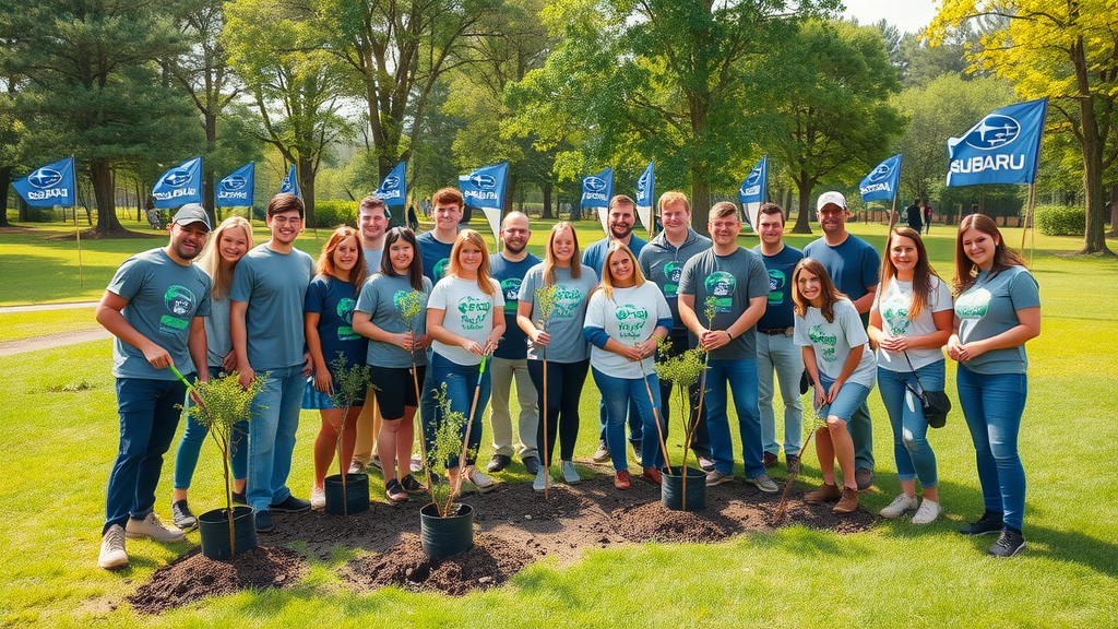 Subaru Loves the Earth - eco-conscious Subaru team planting trees during community event