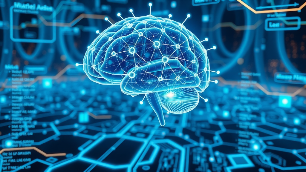 digital brain network illustrating machine learning and data flow in ai chatbot, conversational ai context