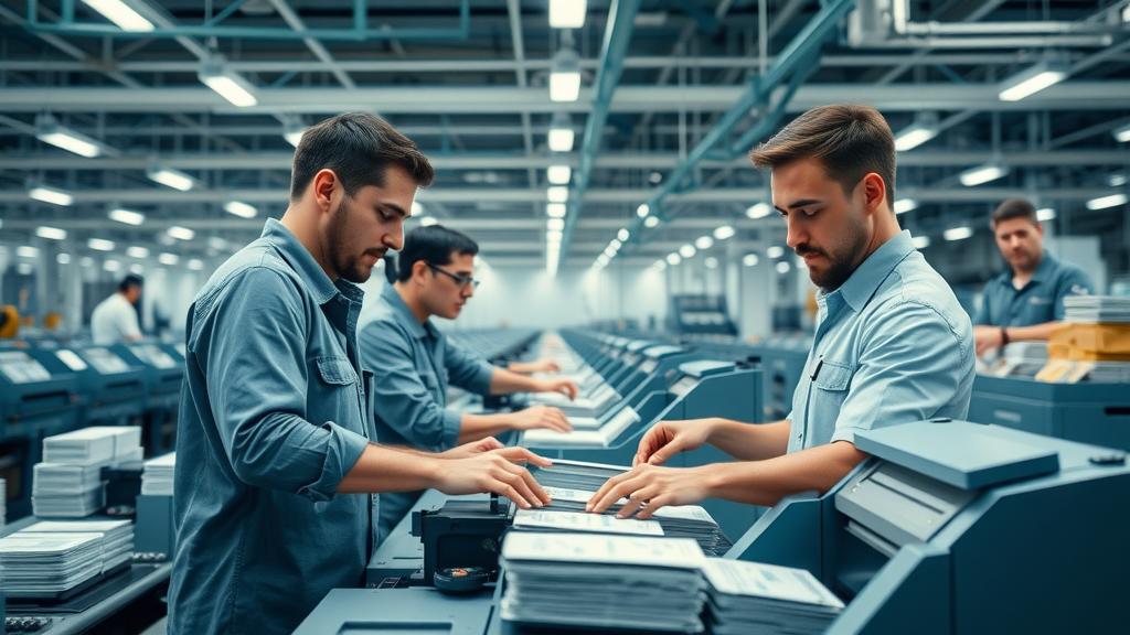 modern card sorting facility interior with professional staff operating high-tech card sorting machines, card sorting machine financing