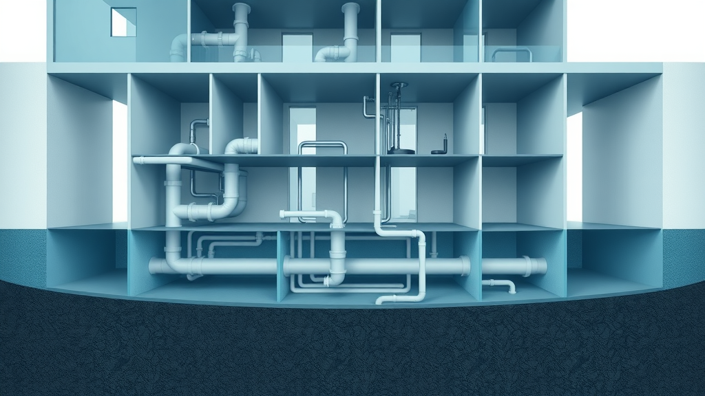 Pipe Inspection Cutaway Diagram of Modern Plumbing Pipes Beneath Building