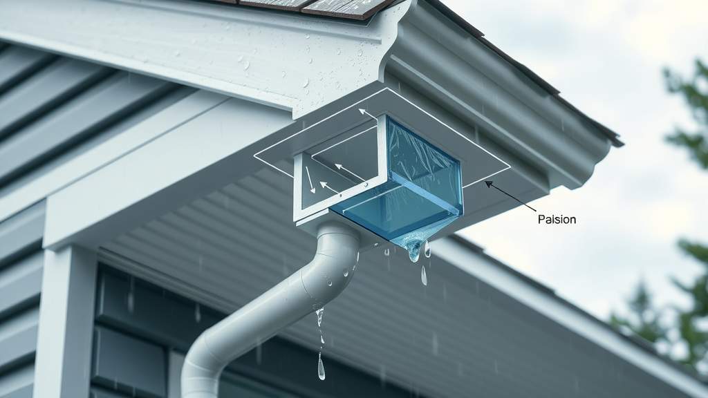 rain gutter installation water flow eave cutaway