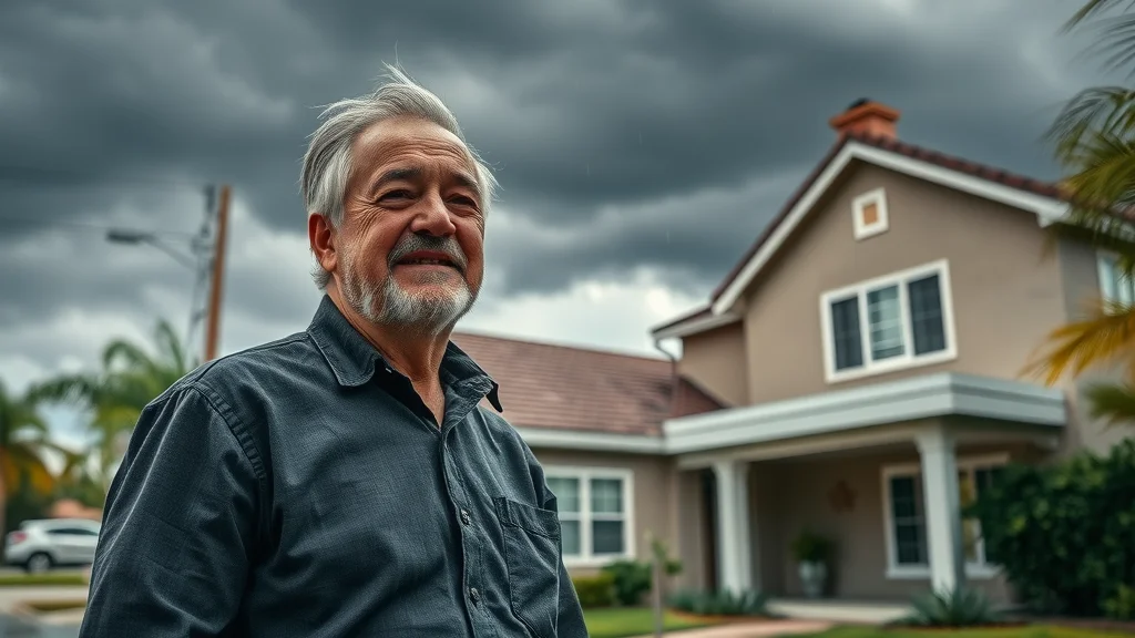 Home with storm-ready reinforced gutters in Carlsbad New Mexico as dark storm clouds approach