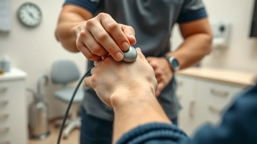 Close-up of hands using the Activator instrument to perform a chiropractic adjustment - activator method, chiropractic technique, instrument-assisted adjustment