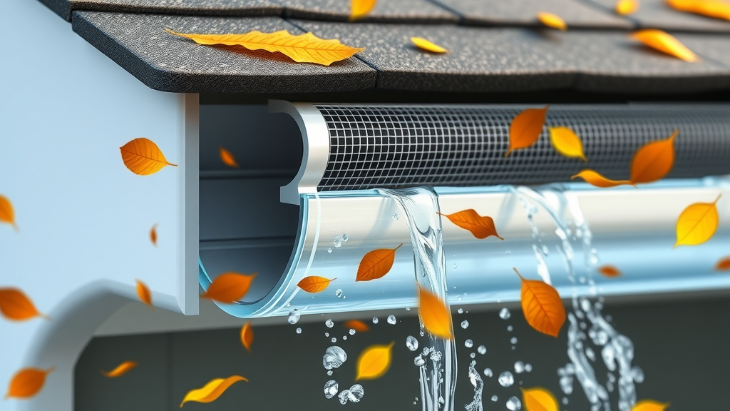 cross-section showing mesh, brush, reverse curve gutter guards installed for gutter cleaning tips
