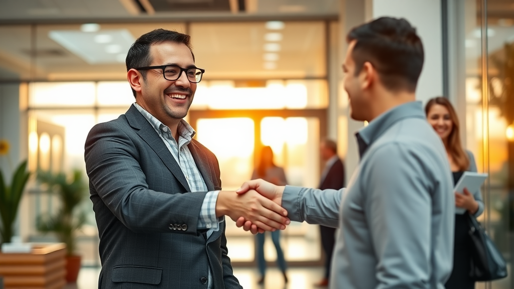 Joyful Phoenix entrepreneur celebrates equipment financing loan approval with banker