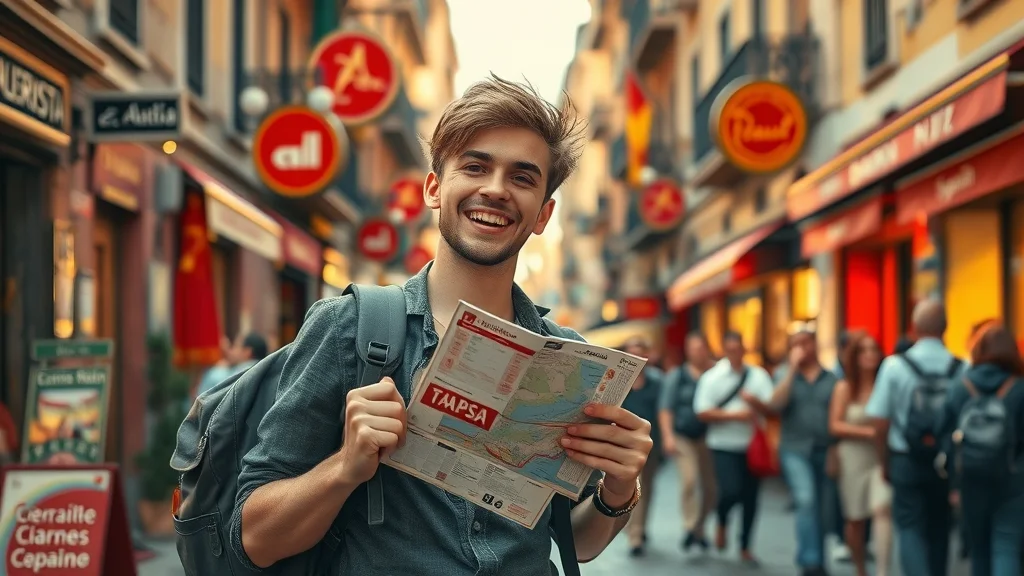 Adventurous learner using best methods for learning to speak Spanish in a Spanish city, engaging with locals