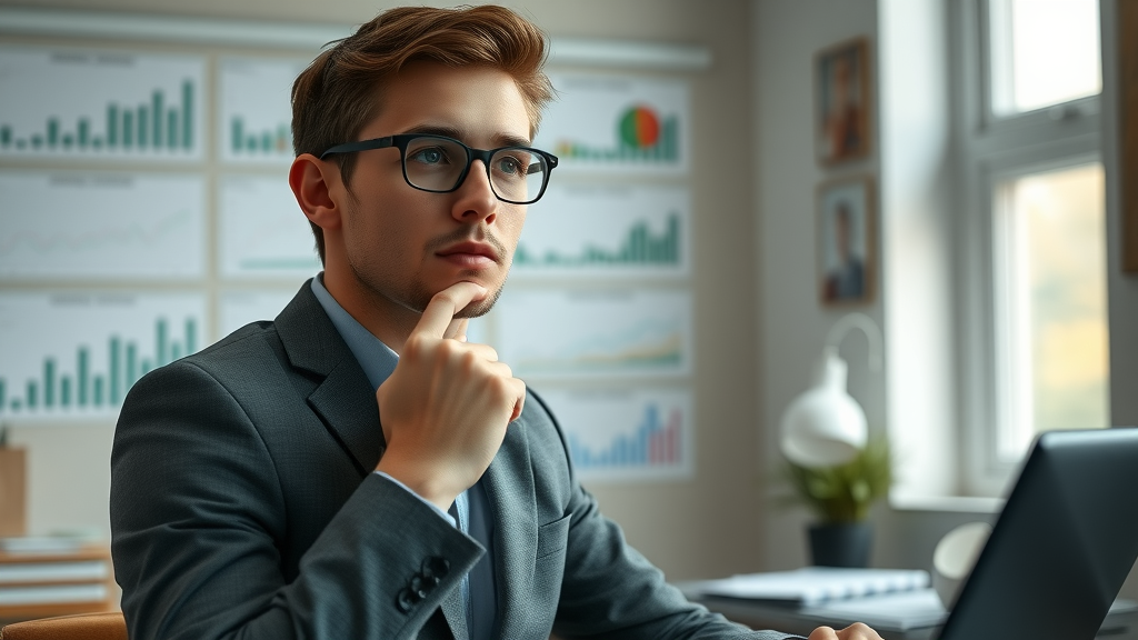early career individual contemplating future finances in Michigan retirement planning