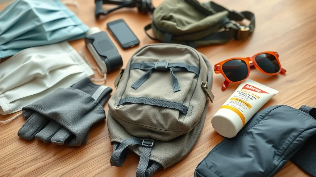protest outfit accessories bandana hydration pack backpack sunblock sunglasses photorealistic
