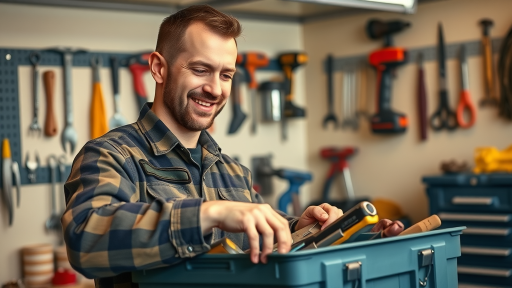 Friendly handyman organizing toolbox in Eugene