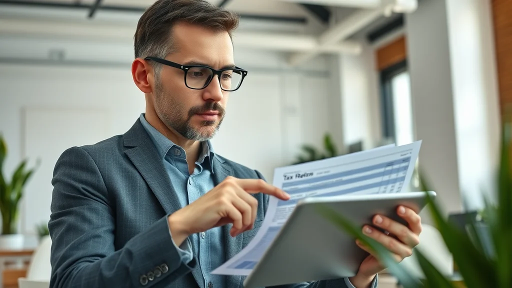 cpa services: Professional CPA explaining a section of a tax return to a client in a modern co-working space, illustrating thorough and attentive service.