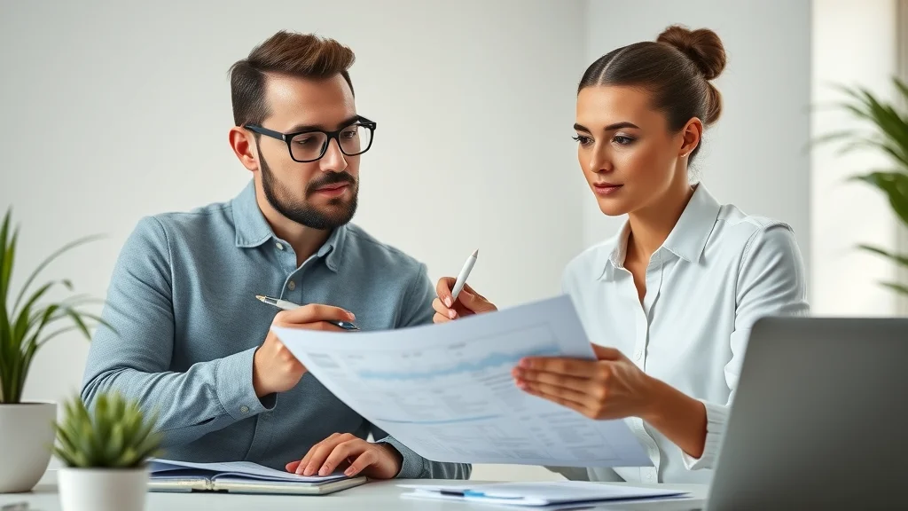 Business partners reviewing financial strategy with an outsourced cfo in a minimalist office