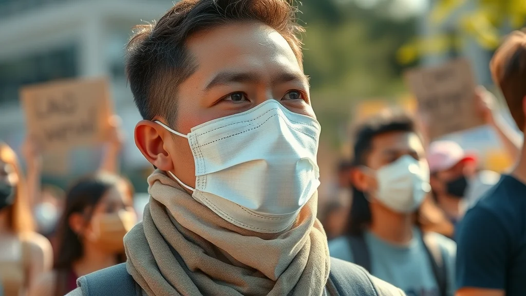 protest outfit breathable face covering summer day comfort photorealistic