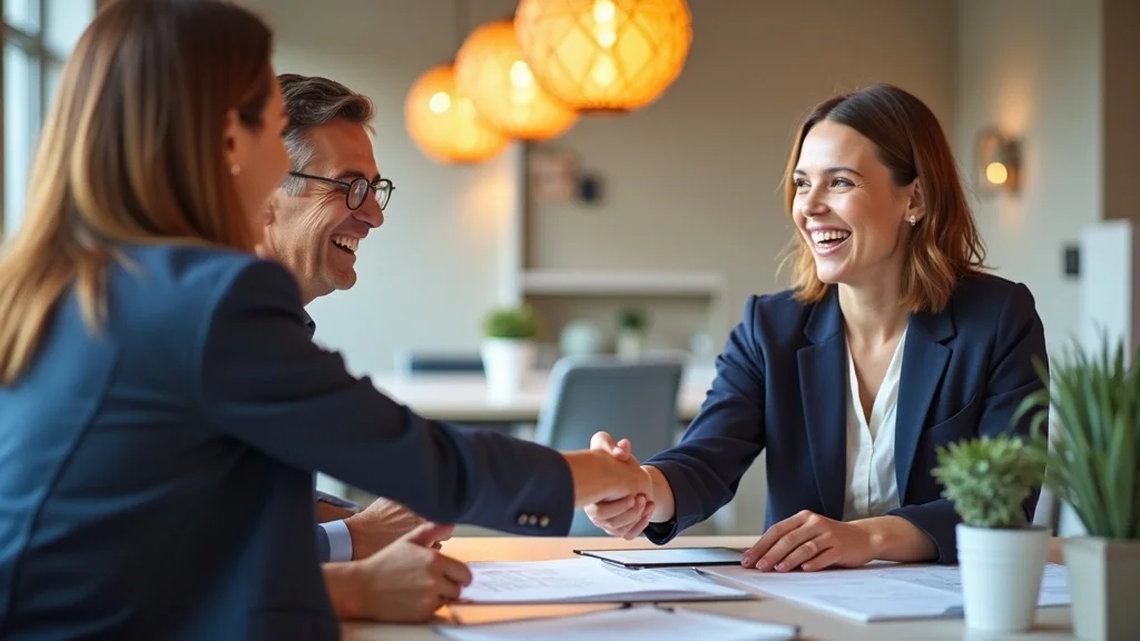 CPA firm team celebrating a client milestone in office. Client social proof for media marketing.