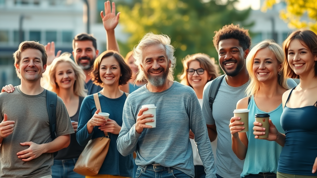 diverse people engaging in various morning routines