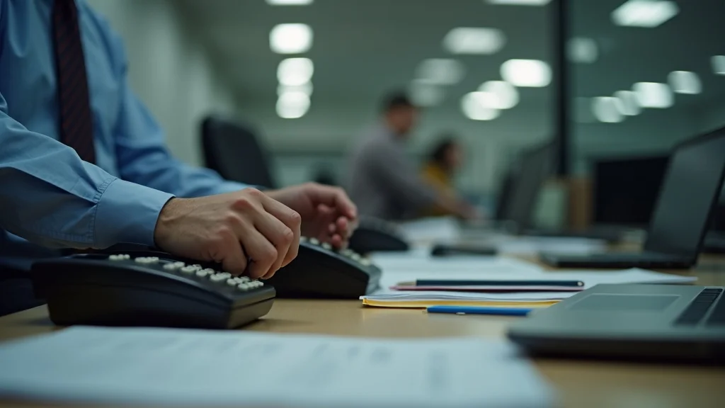 Office phone ringing in contractor’s office, signifying missed calls and cash flow leaks in trade business
