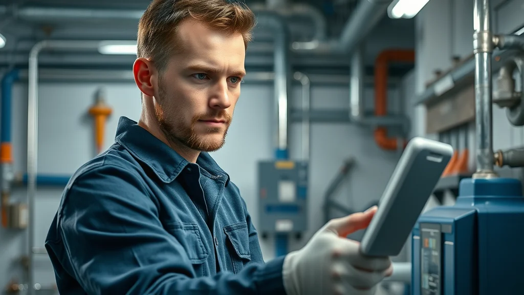 Professional Orlando plumber adjusting digital diagnostic equipment in modern workshop