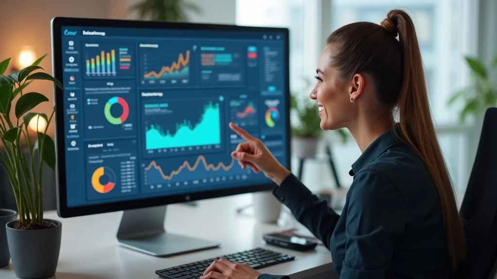 Engaging email marketing dashboard: accountant reviewing email performance and charts for accounting firms